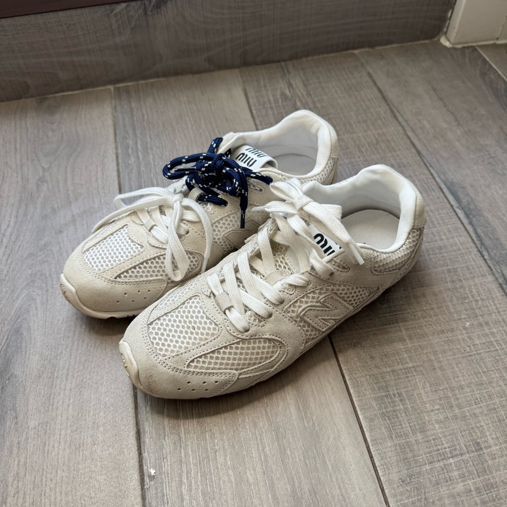 Miu Miu White and Blue Women's Sneakers